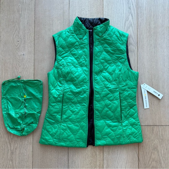 🆕 Aqua x Kerri Rosenthal Reversible Packable Black & Green Quilted Heart Vest